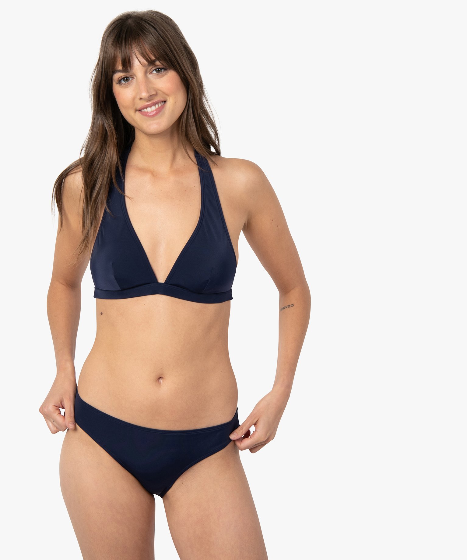 Haut de maillot de bain femme triangle uni bleu | GEMO