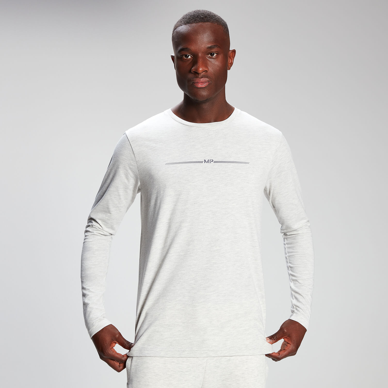 T-shirt à manches longues MP Mini Mark Graphic pour hommes – Gris clair chiné
