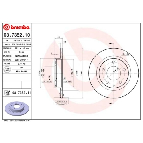 08.7352.11 BREMSSCHEIBE BREMBO HA  VP2 - ATU