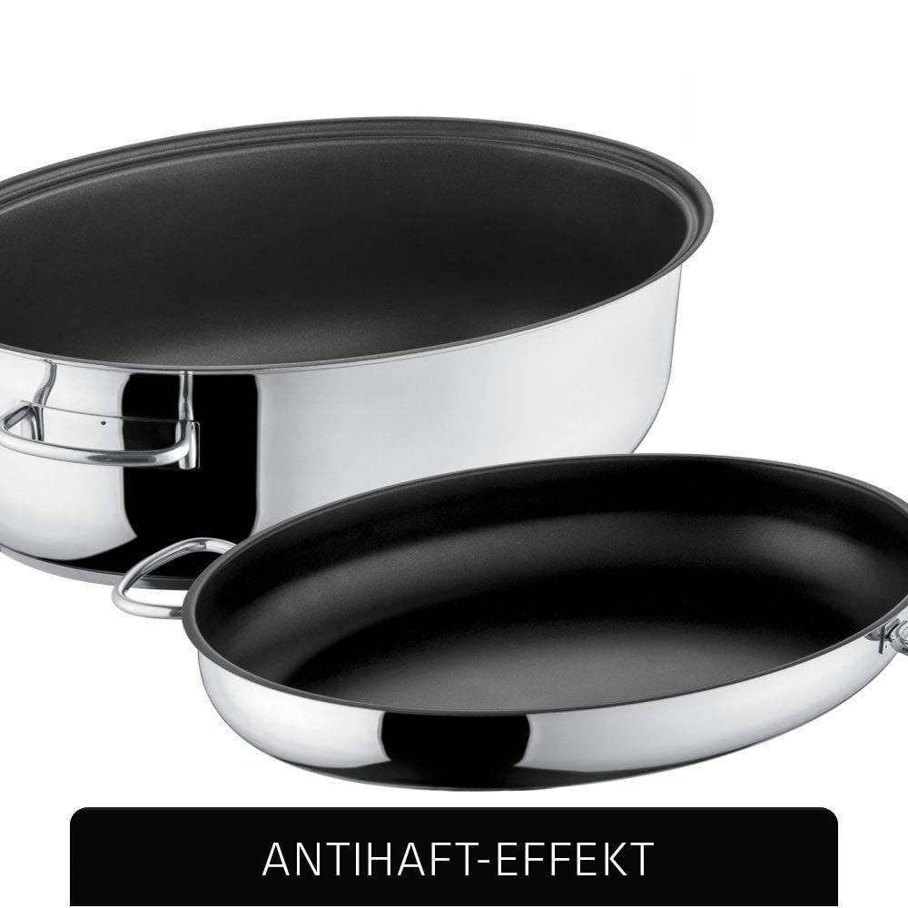 Berndes Bräter Ovaler Schmortopf mit Deckel, backofengeeignet, antihaft beschichtet, Edelstahl, Induktion, 8.5l