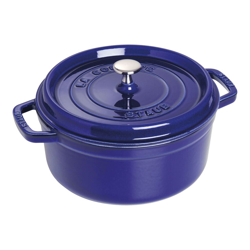 Cocotte 22 cm, rund, Dunkelblau, Gusseisen