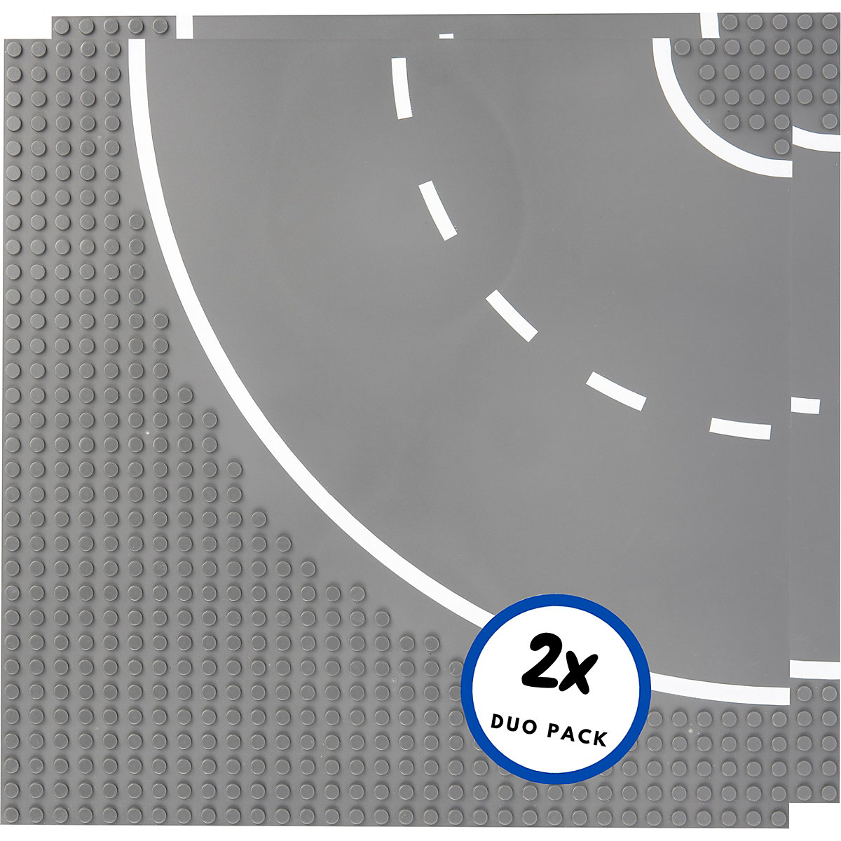 Stapelbare Straßenplatte (25,5 x 25,5 cm, 32 x 32 Noppen) Kurve, 2er Set
