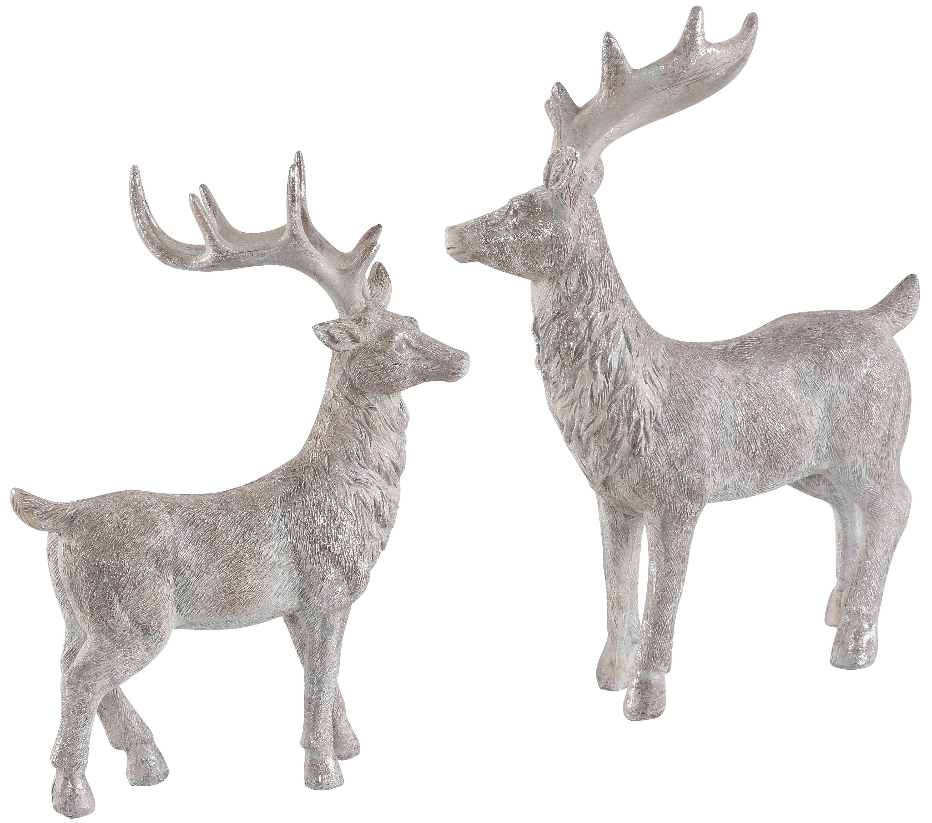 Home affaire Weihnachtsfigur Hirsche, Weihnachtsdeko (2 St), stehend