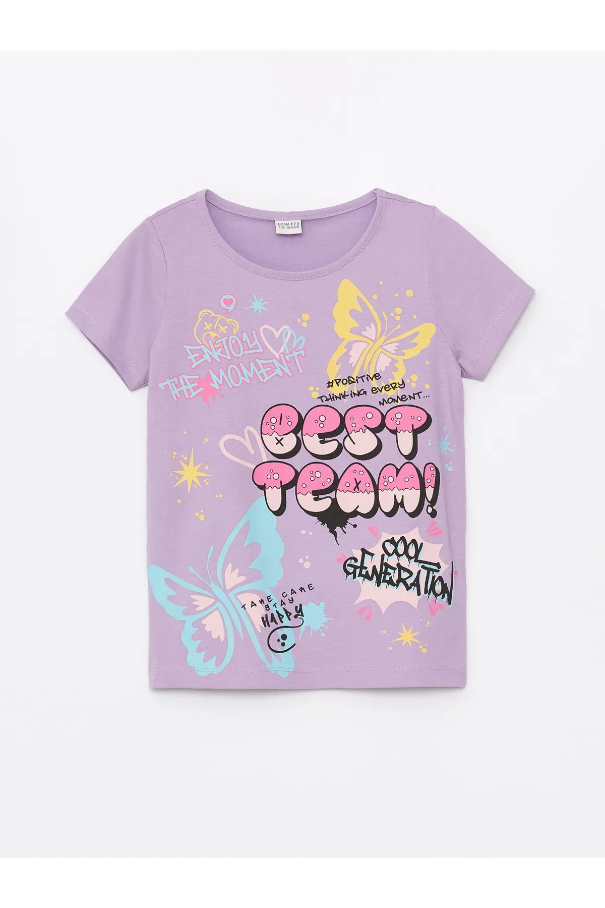 LC Waikiki  Bedrucktes kurzärmliges Mädchen-T-Shirt mit Rundhalsausschnitt