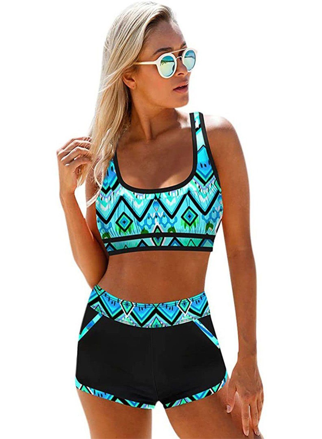 YANN Tankini Damen Zweiteiliger High Waist Bikini: Stilvoll, komfortabel (1-St) und sportlich – Ideale Bademode für Frauen