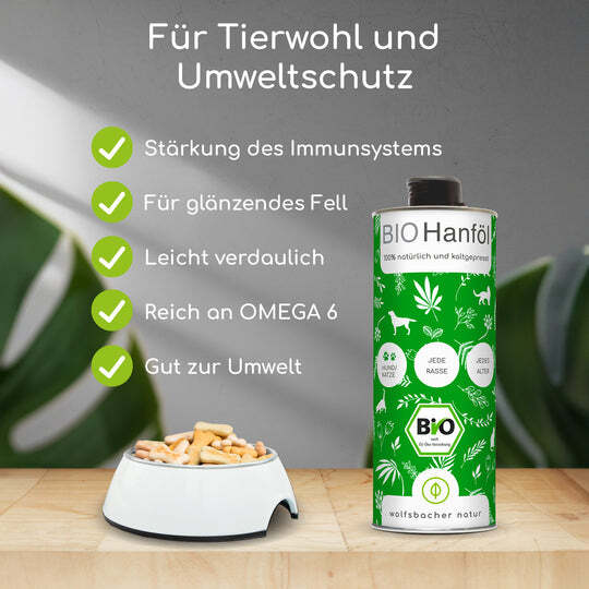 Wolfsbacher Natur Ergänzungsfutter & Aufzucht Wolfsbacher Natur Bio Hanföl 1 l