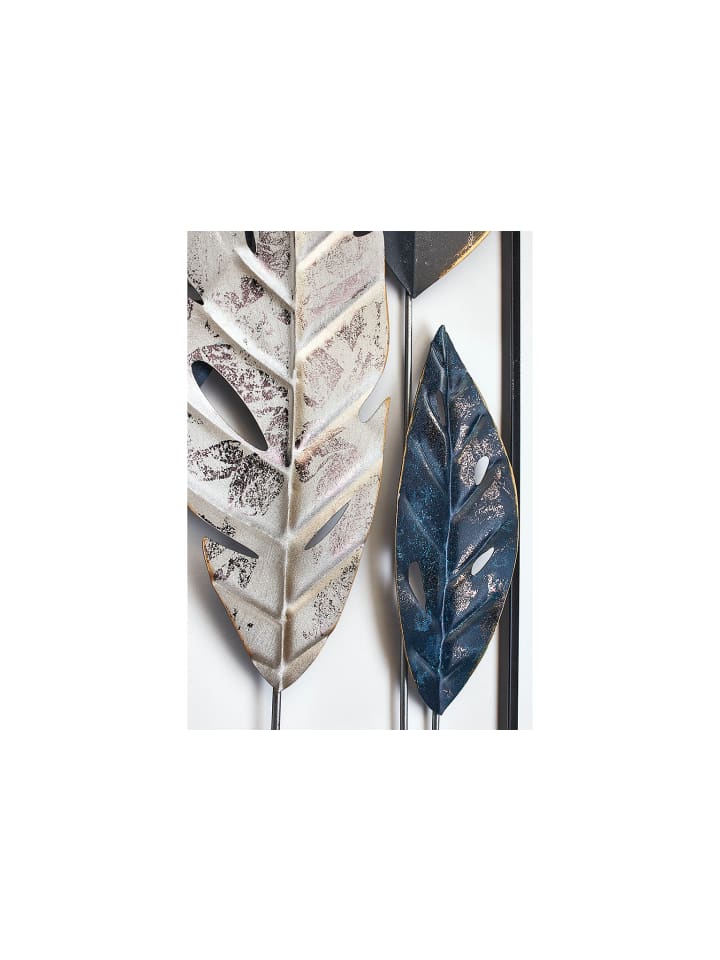 kobolo Metallbild LEAFS in Grau günstig kaufen onesize