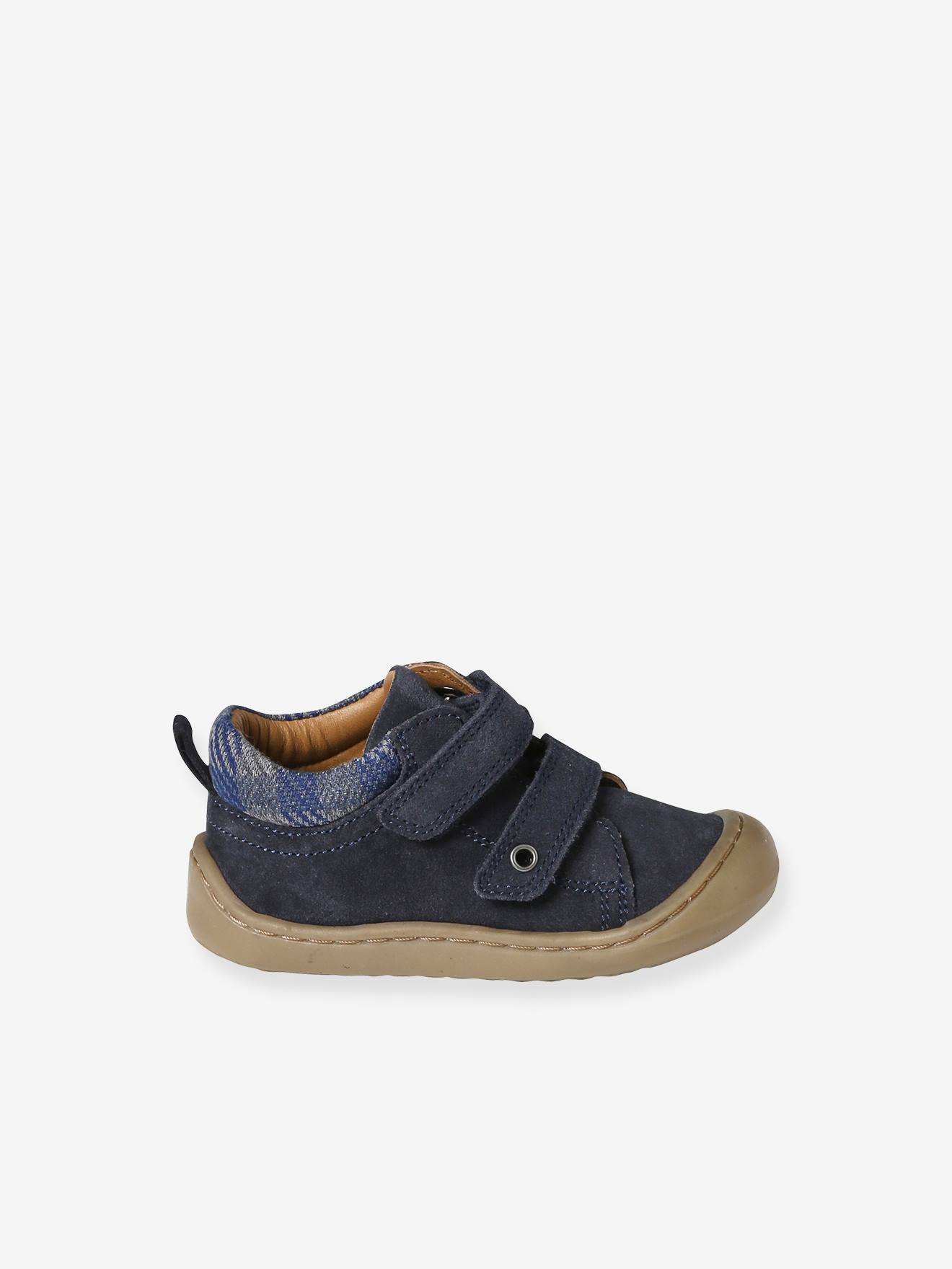 Bottillons scratchés cuir souple bébé premiers pas bleu