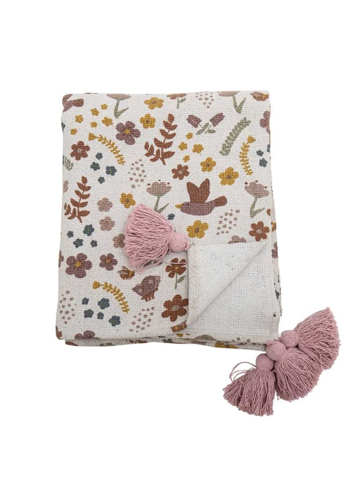 Bloomingville Decke KRISTINE Natur mit Rosa Quasten 160x130 cm günstig kaufen onesize