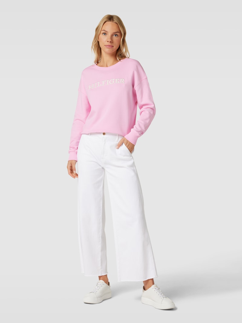 Sweatshirt aus Baumwolle mit Label-Detail in rosa