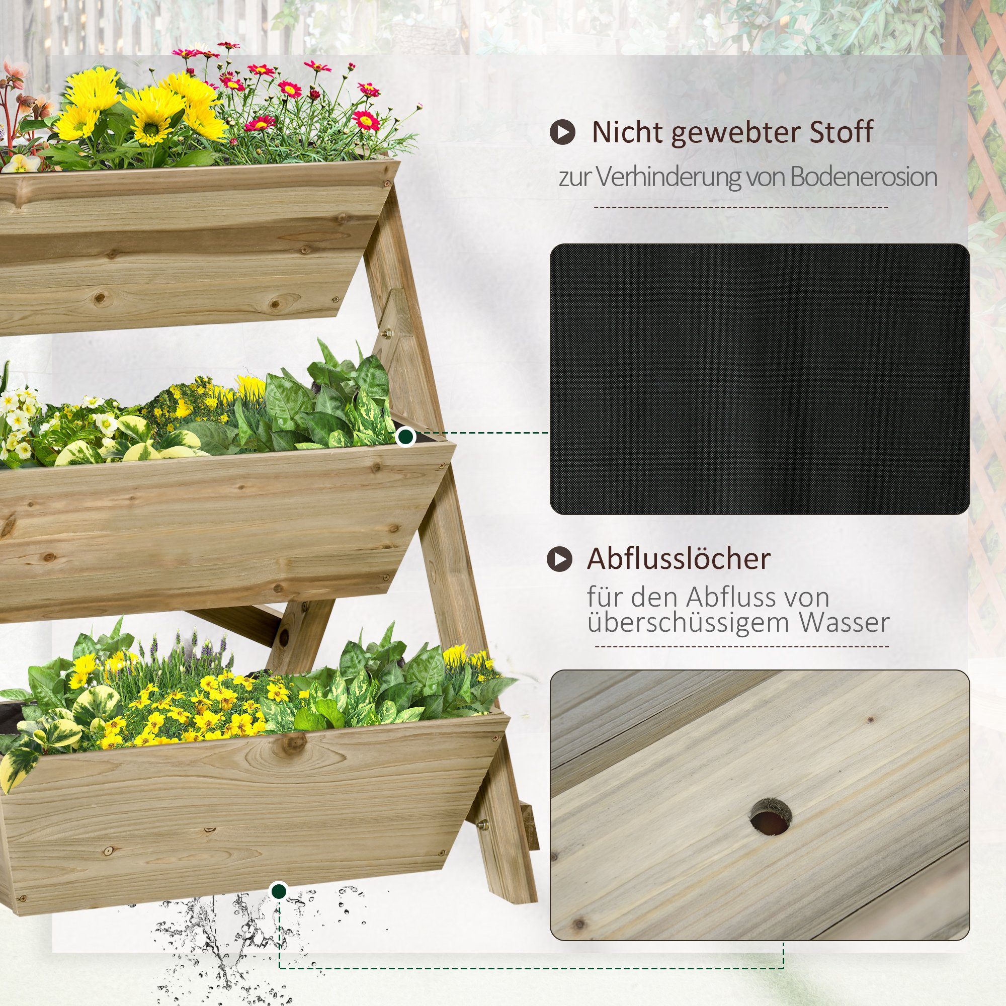 Outsunny Hochbeet Blumentreppe