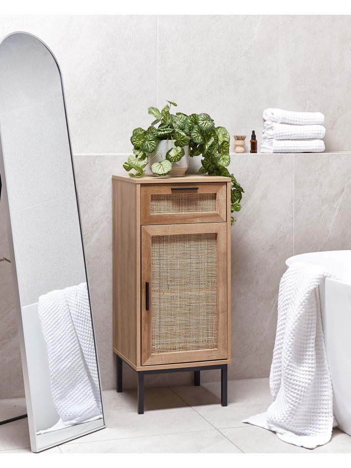 Beliani Badezimmerschrank ROSELL in Heller Holzfarbton - (W) 40 x (H) 92 x (L) 36 cm günstig kaufen onesize
