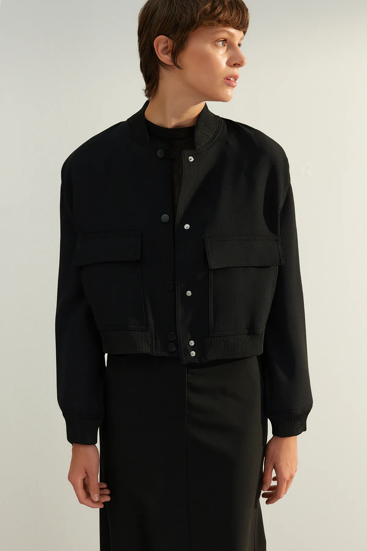 Trendyol Collection  Schwarze Premium-Bomber-Webjacke TWOAW24CE00047