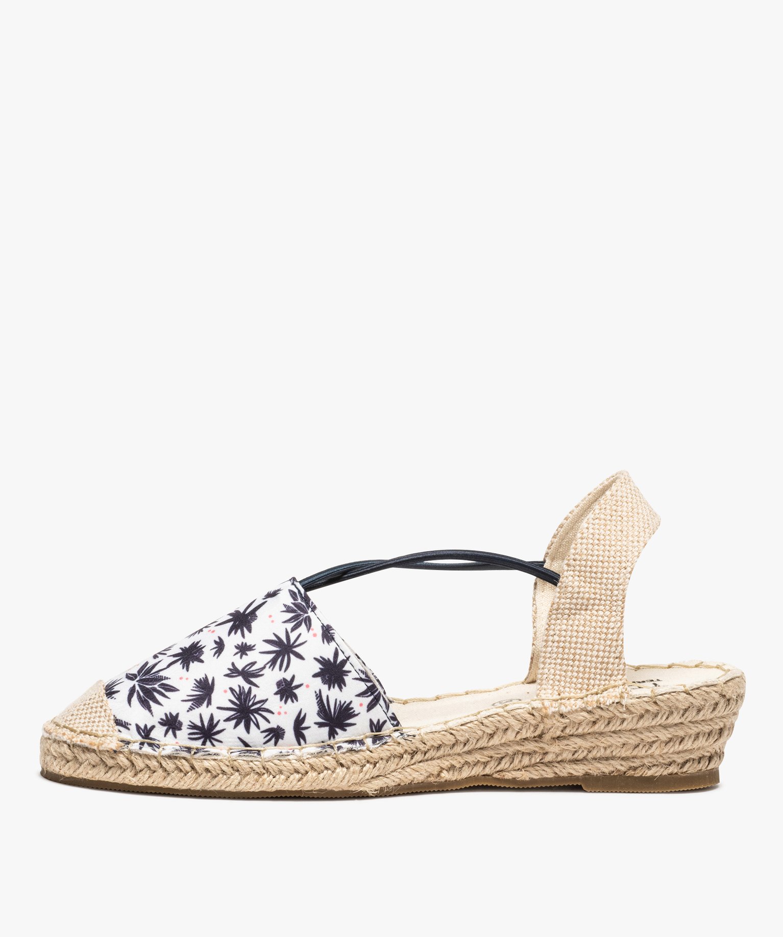Sandales femme en toile à talon compensé – Terre de Marins marine | GEMO