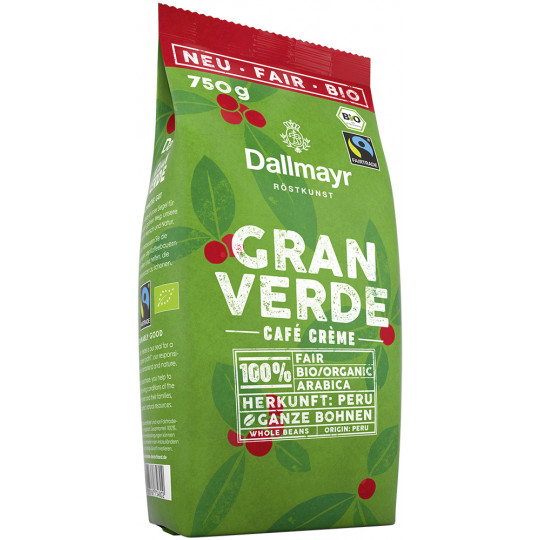 Dallmayr Bio Kaffee Gran Verde Café Crème Fairtrade ganze Bohnen 750G