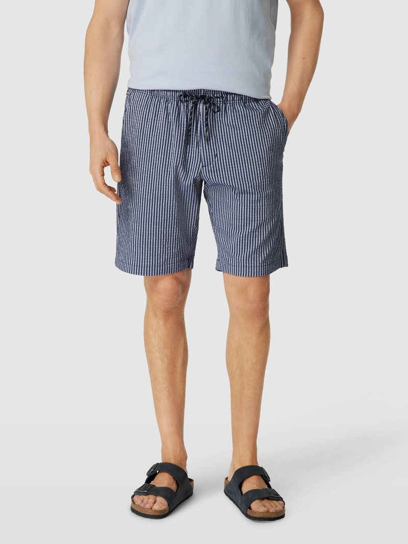 Shorts mit Streifenmuster Modell 'HARLEM' in marineblau