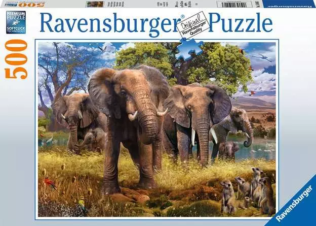 Puzzle 500 Teile - Elefantenfamilie