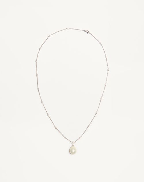 Colar com a assinatura VLogo em metal, pérola e cristais Swarovski®