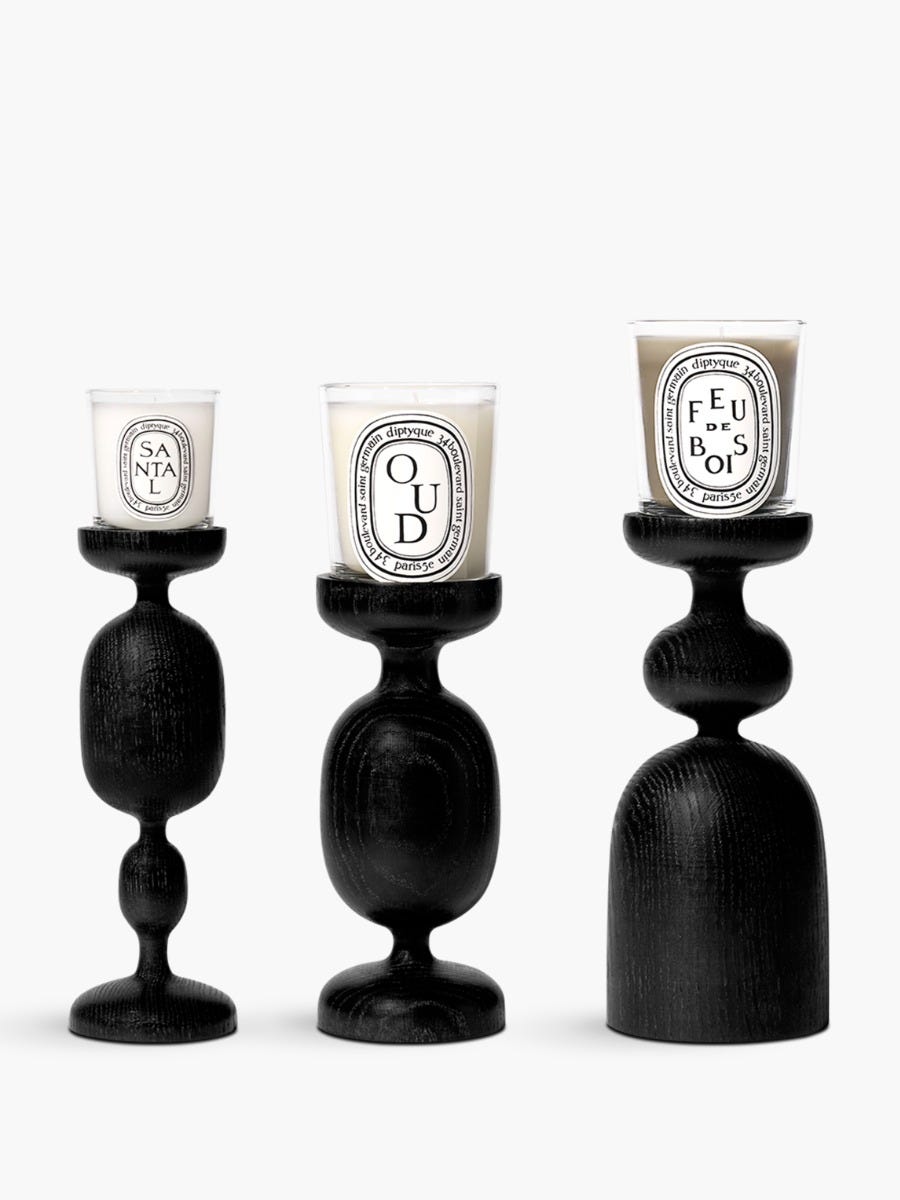 Bougeoir Pilier Noir - Pour bougie modèle classique