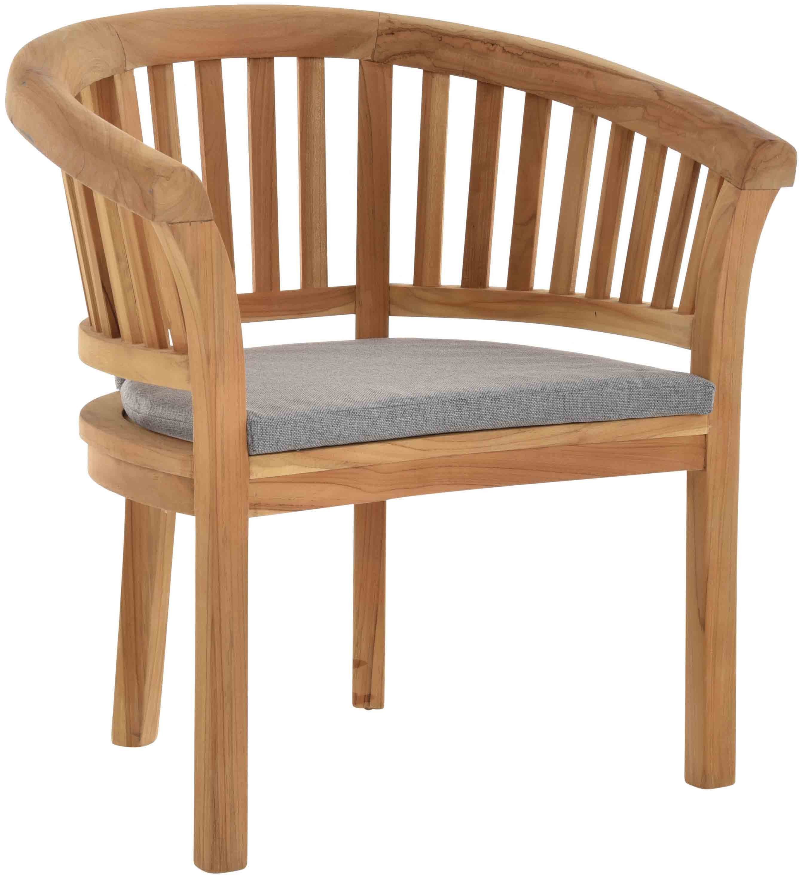 Krines Home Esszimmerstuhl 2er Set Teakstuhl Holz Teak Stuhl Esszimmerstuhl mit Lehne mit Polster (2er-Set, 2 St), Sessel mit Armlehne, Massiv (Planta)