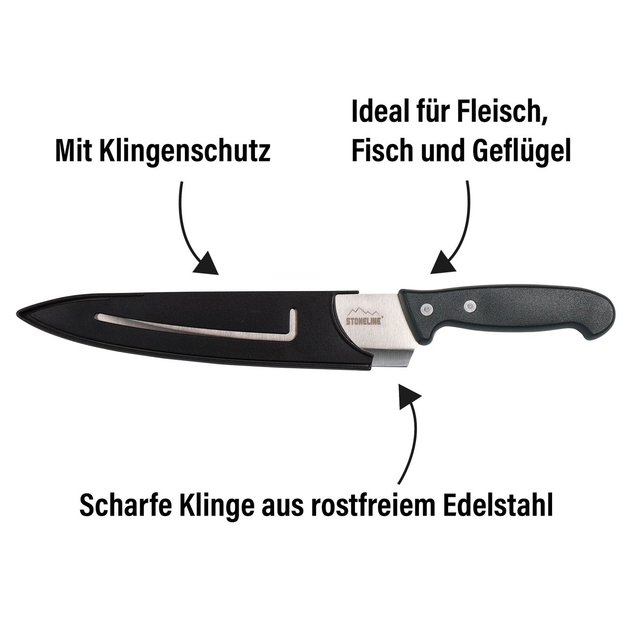 STONELINE® 31,5 cm Kochmesser, mit Klingenschutz