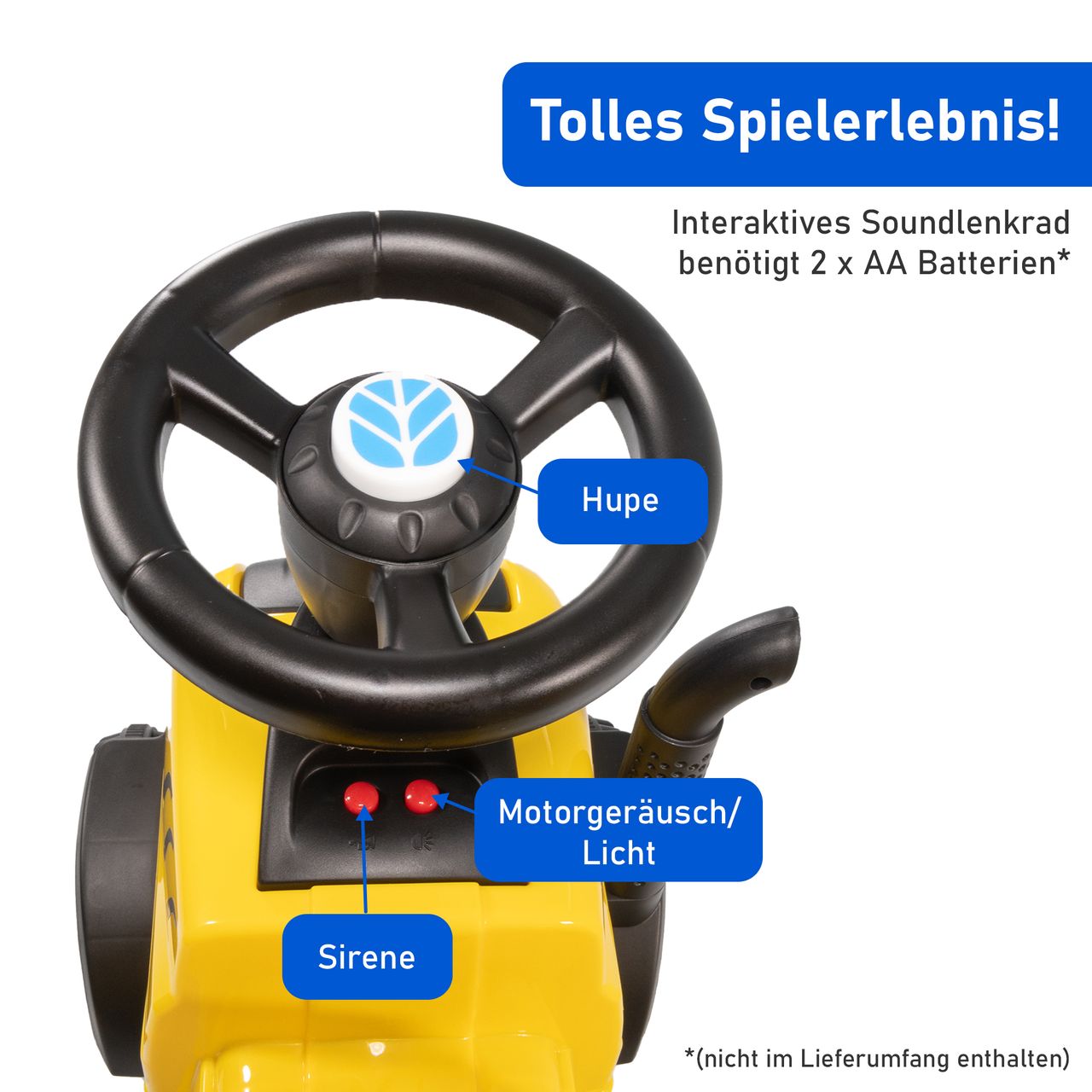 Lemodo Rutschauto Traktor New Holland mit Anhänger, blau