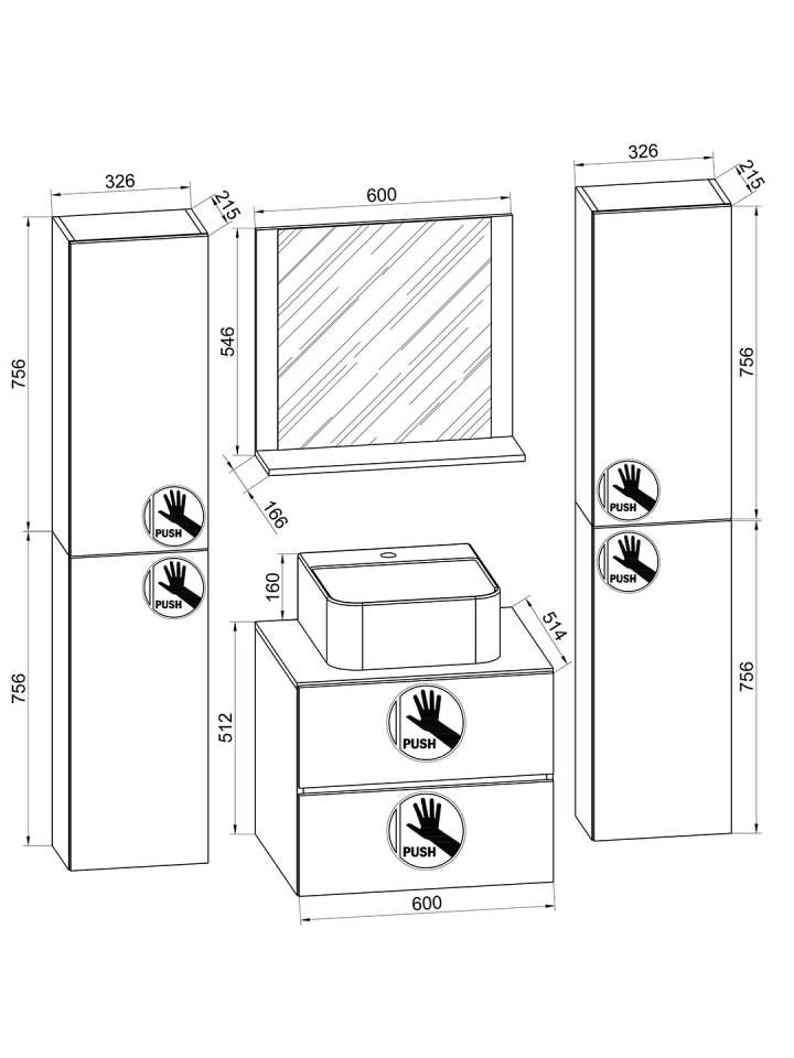 ebuy24 Badmöbelset LendasXLBL weiß weiß 127 x 52 cm günstig kaufen onesize