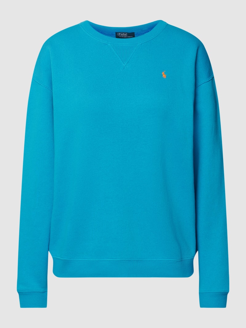 Regular Fit Sweatshirt mit Label-Stitching in royalblau