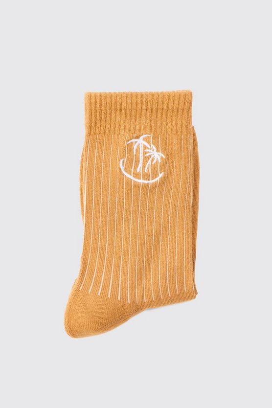 Socken mit Palmen-Stickerei