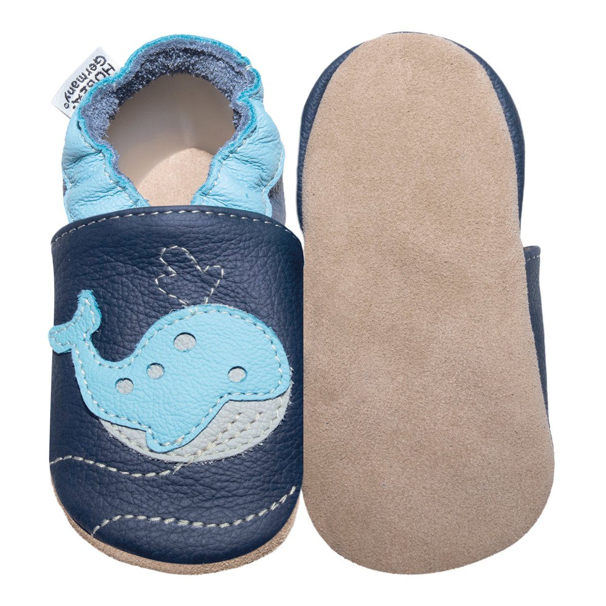 HOBEA-Germany Krabbelschuhe Lederpuschen Patschen Krabbelschuh handgefertigt in der EU, Rutschfest und flexibel