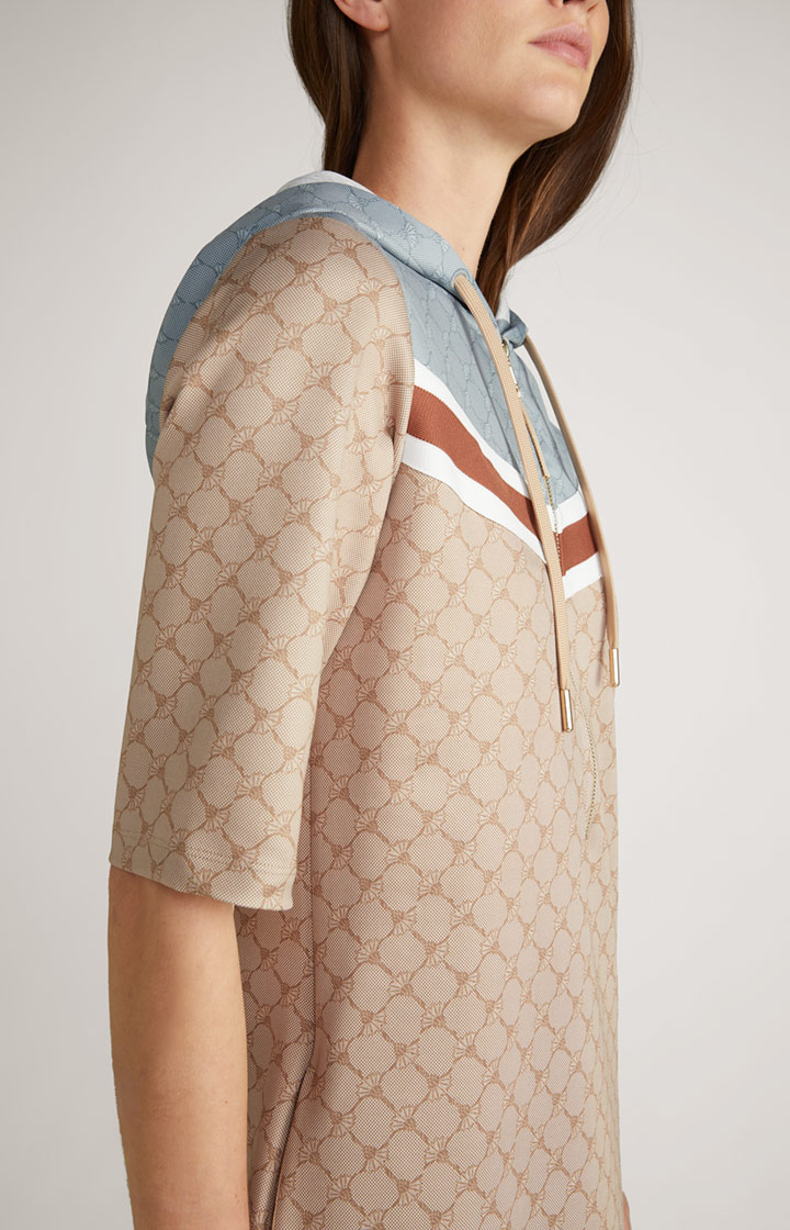 Sweat-Kleid in Beige gemustert