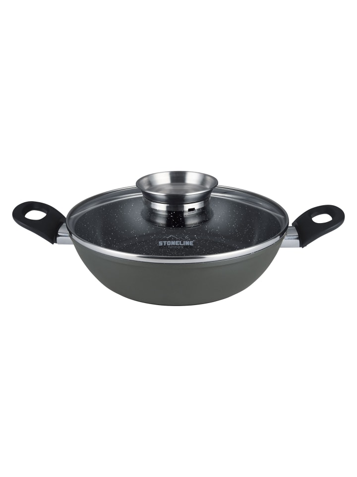 Stoneline Keramik Servierpfanne 28 cm | mit Deckel in Grau günstig kaufen Ø 28 cm
