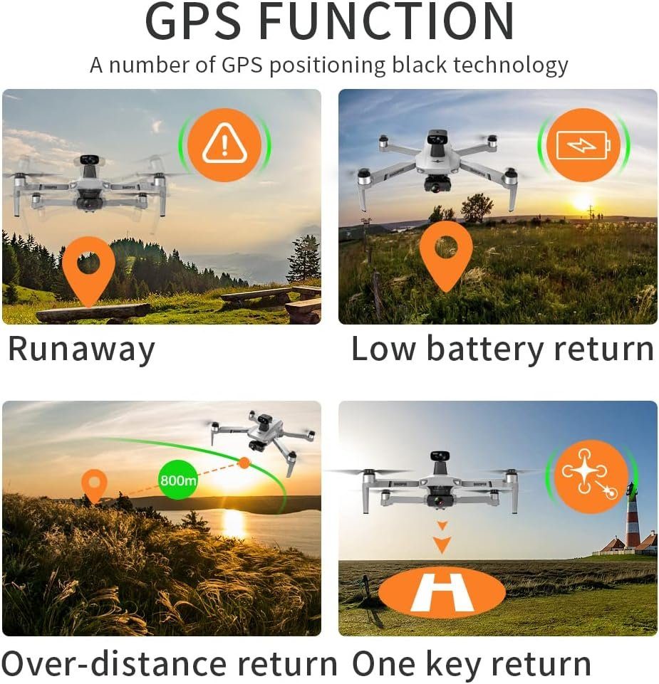 Teeggi KF102 MAX GPS Drohne mit Kamera 4K HD Drohne (1920*1080P, 360° Laser 2-Achsen Gimbal 22 Min Flug Folge mir Intelligente Rückkehr)
