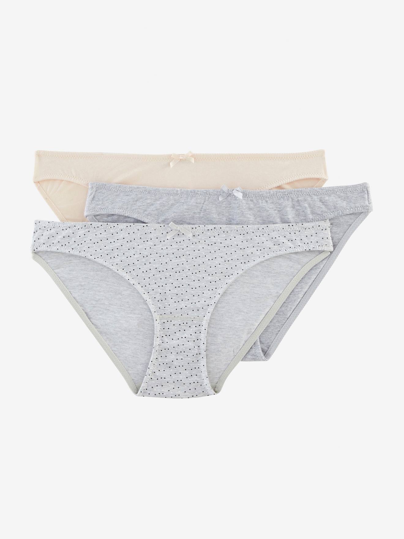 Lot de 3 culottes 2 unies + 1 imprimée rose poudré