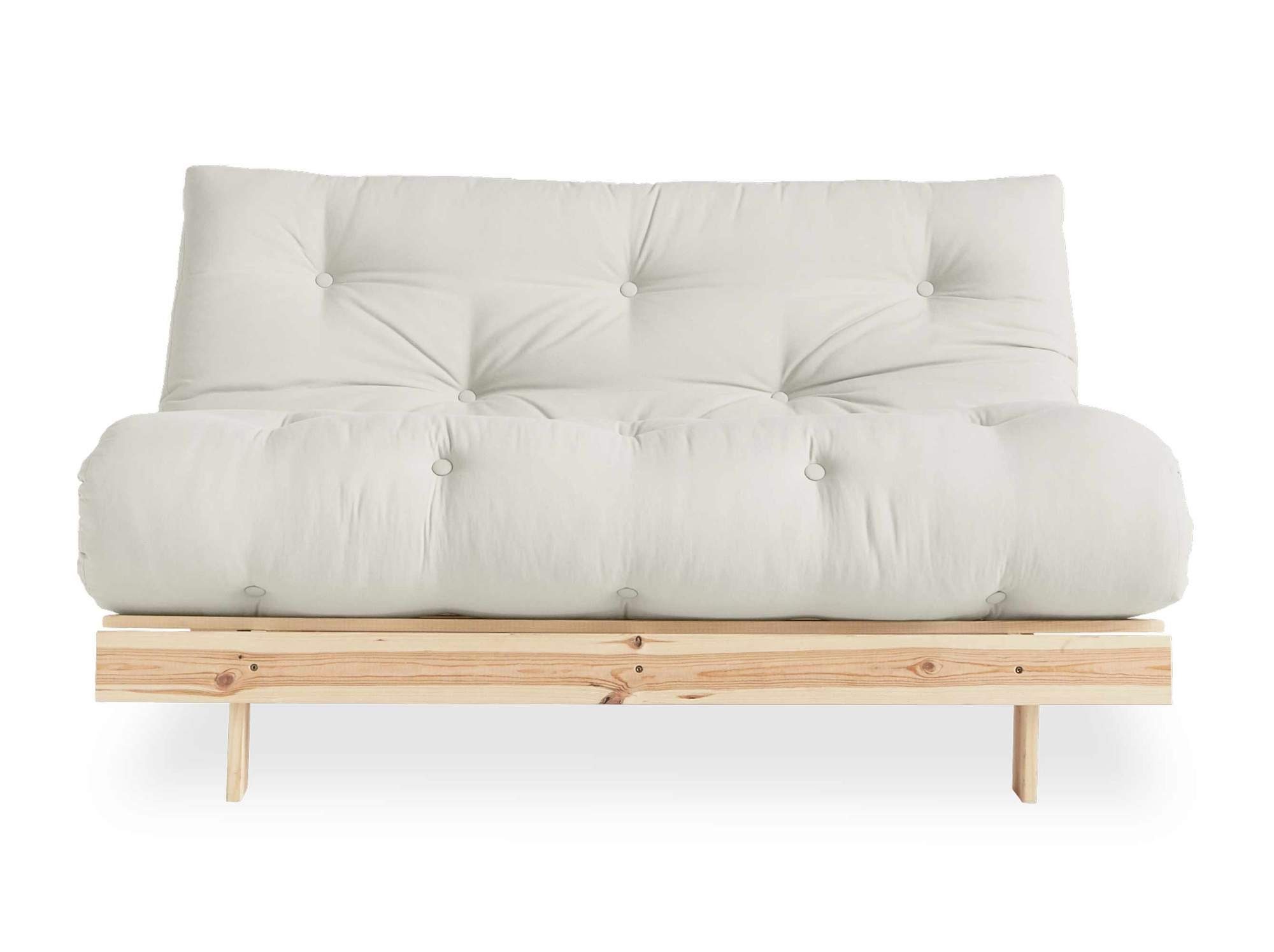 Karup Design 2-Sitzer Schlafsofa ROOTS 140 cm Sofa Gestell Kiefer Massivholz Bezug Beige