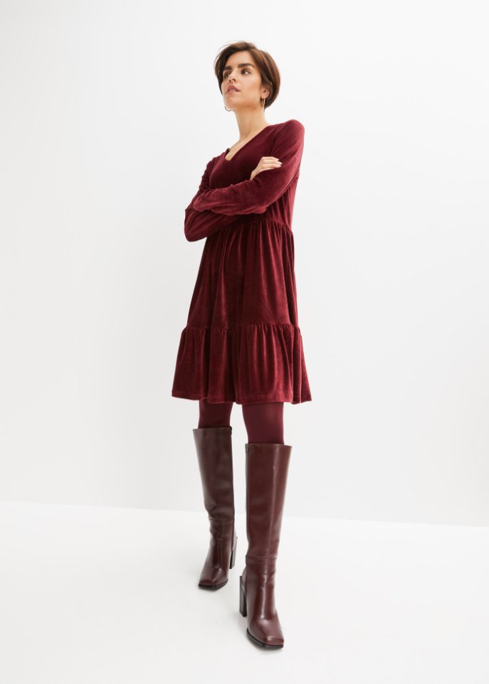 Cord-Kleid mit Langarm
