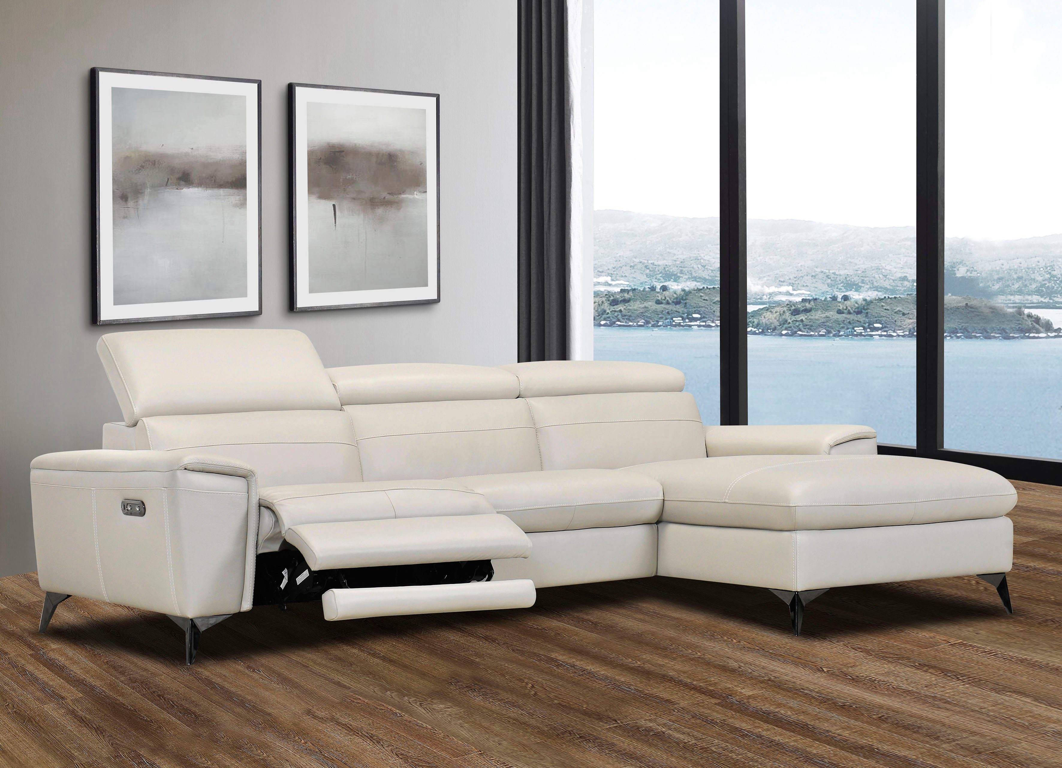 Places of Style Ecksofa Theron, elektrische Relaxfunktion, USB-Anschluss, manuelle Kopfteilverstellung
