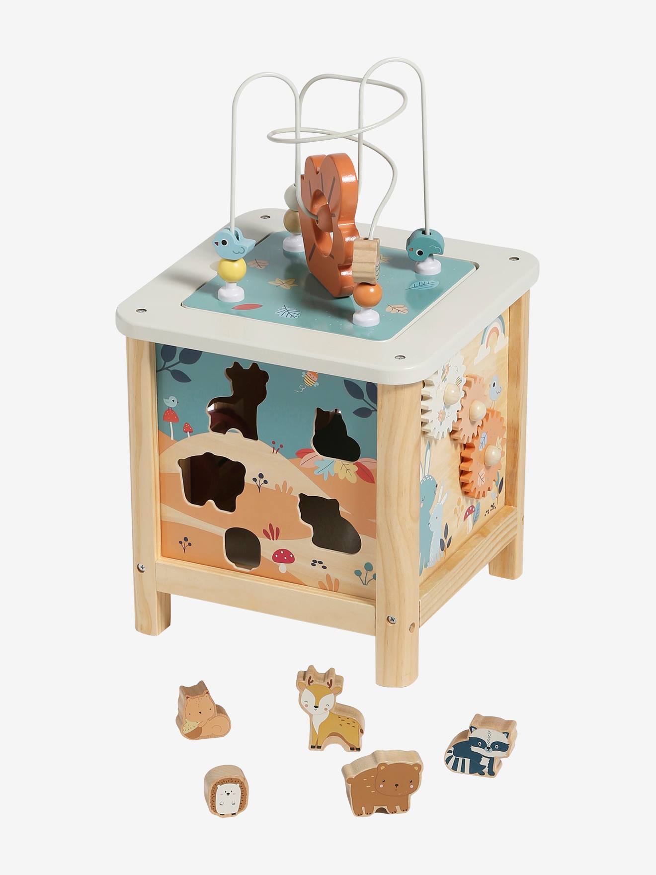 Vertbaudet Großer Activity-Würfel, Motorikwürfel FSC - rosa/waldtiere