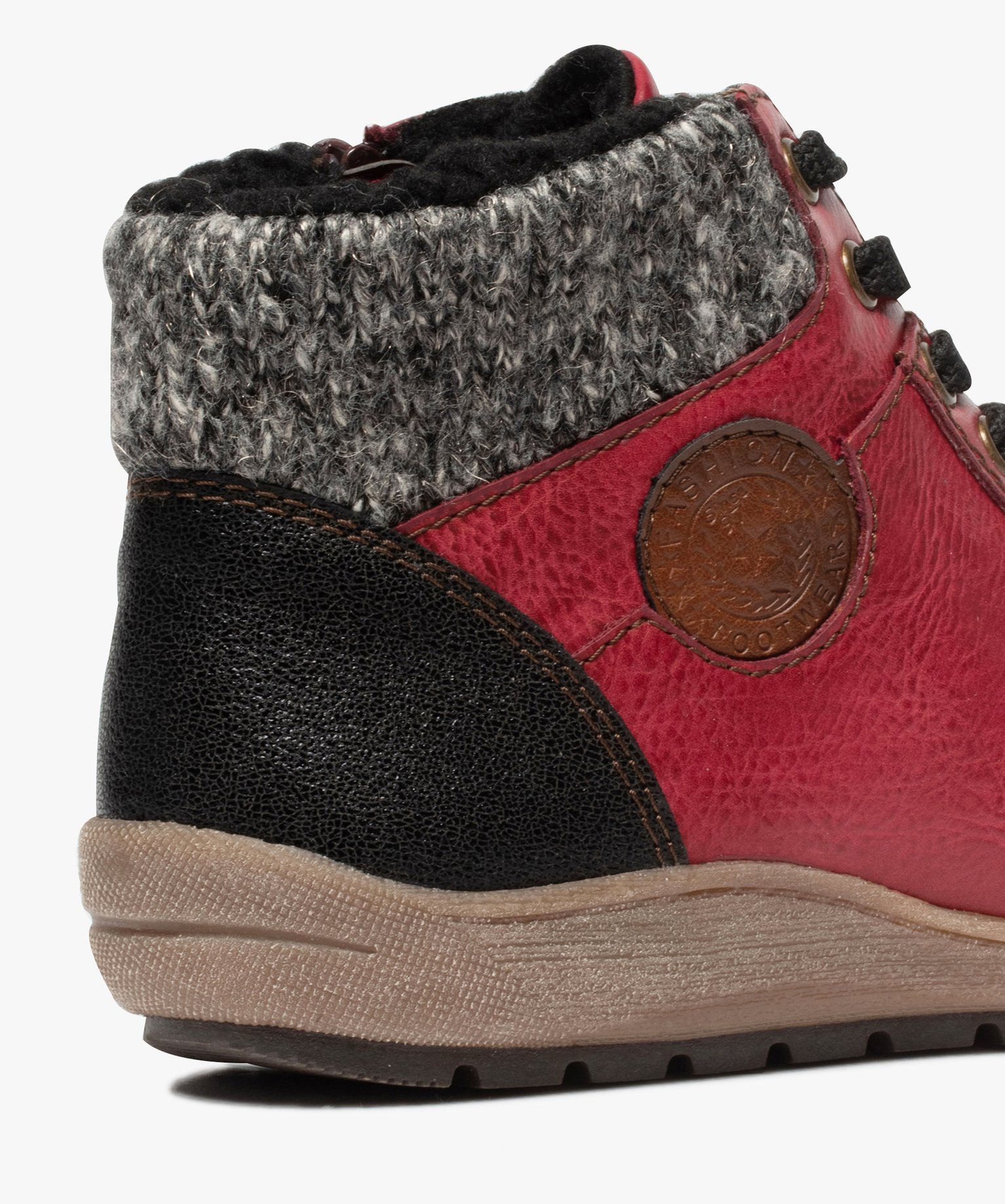 Boots femme confort avec col en maille – Softrelax rouge fonce | GEMO