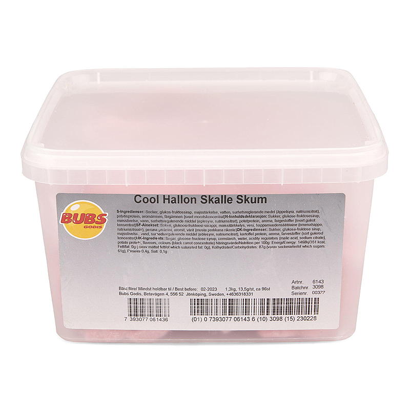 Bubs Skum skalle 1,3 kg Cool hallon