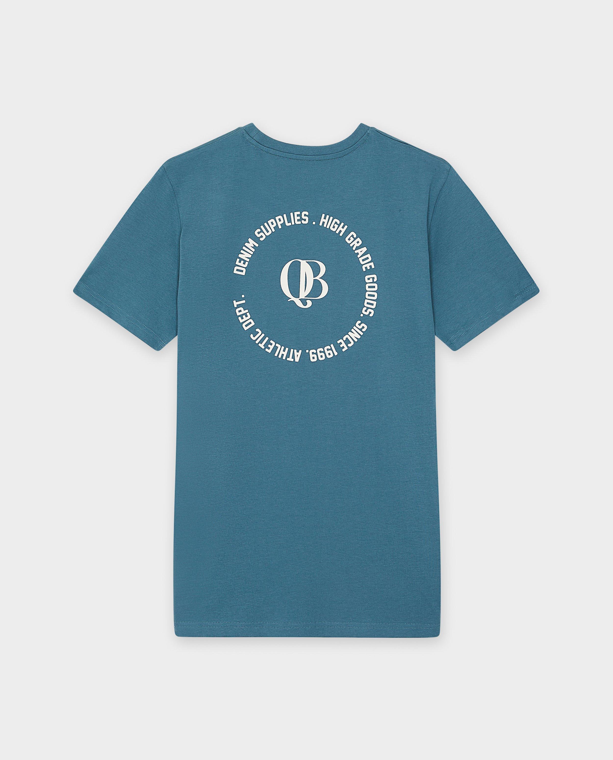 Tricou cu inscripție Quarterback, croială slim, albastru