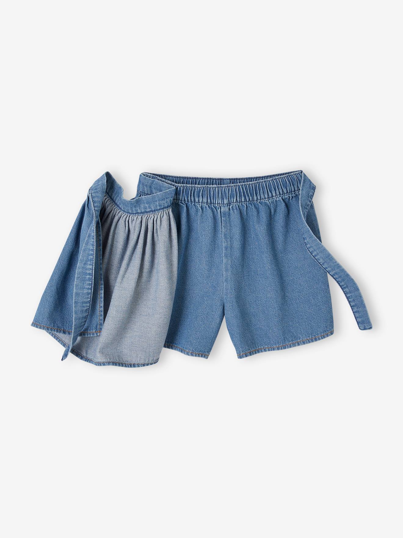 Vertbaudet Mädchen Skort aus leichtem Denim - blue stone