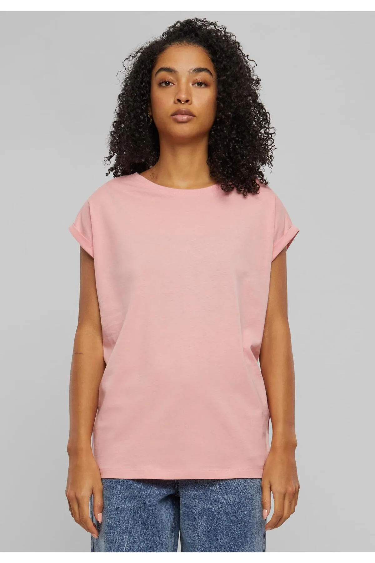 Urban Classics  Damen T-Shirt mit verlängerter Schulterpartie für Damen