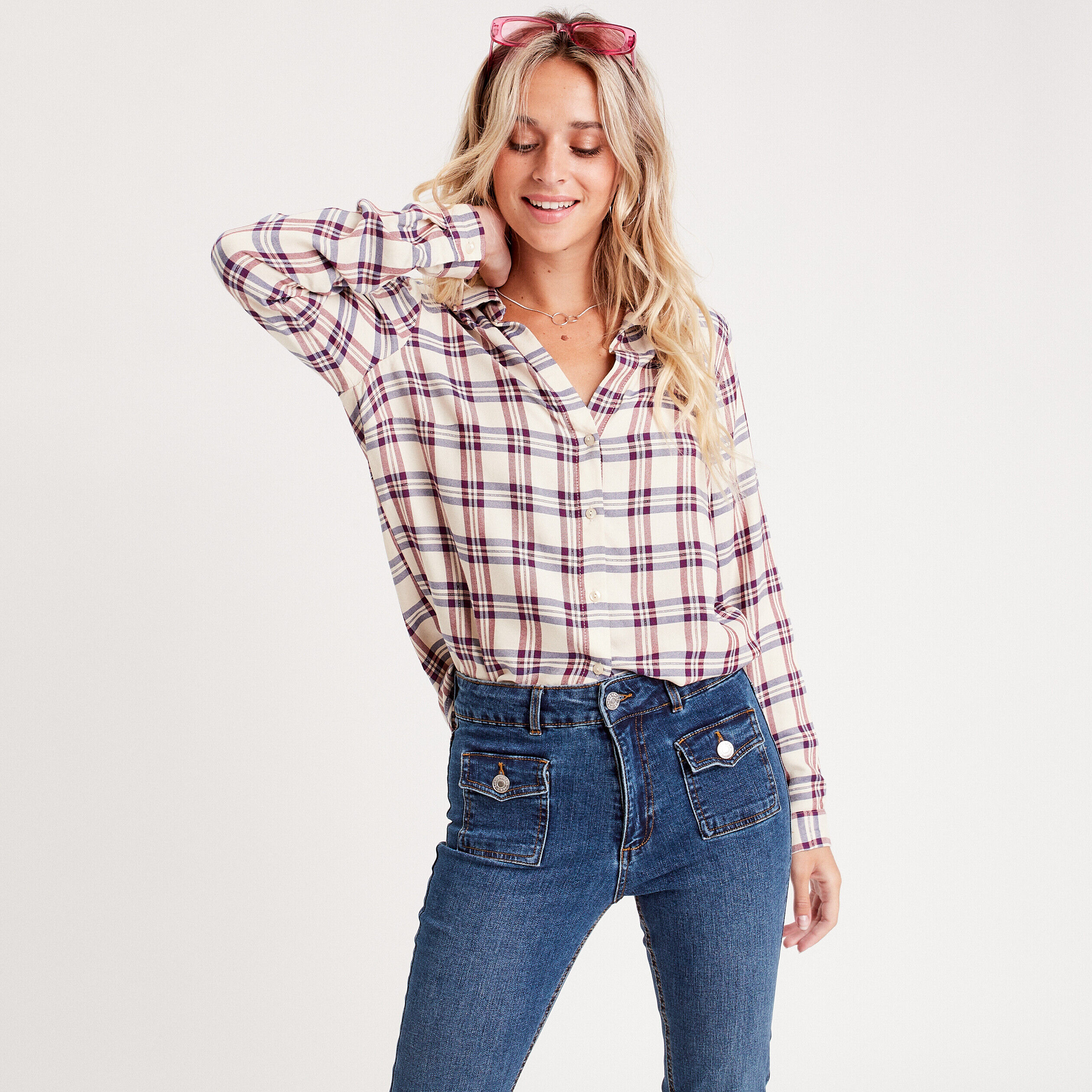 Chemise manches longues creme femme | Cache Cache