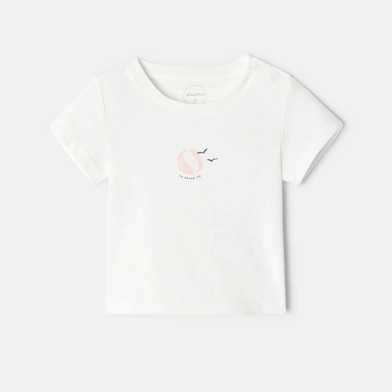 T-shirt manches courtes en coton bio rose mixte Absorba