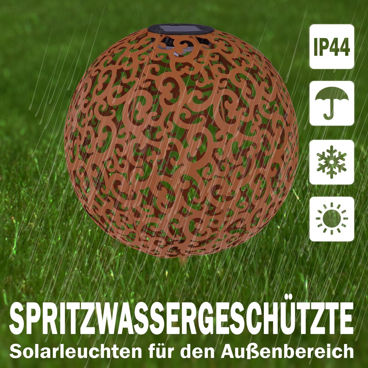 bmf-versand LED Solarleuchte Solarleuchte Garten Solarlampe 2er Set Außen Kugel 28 cm LED