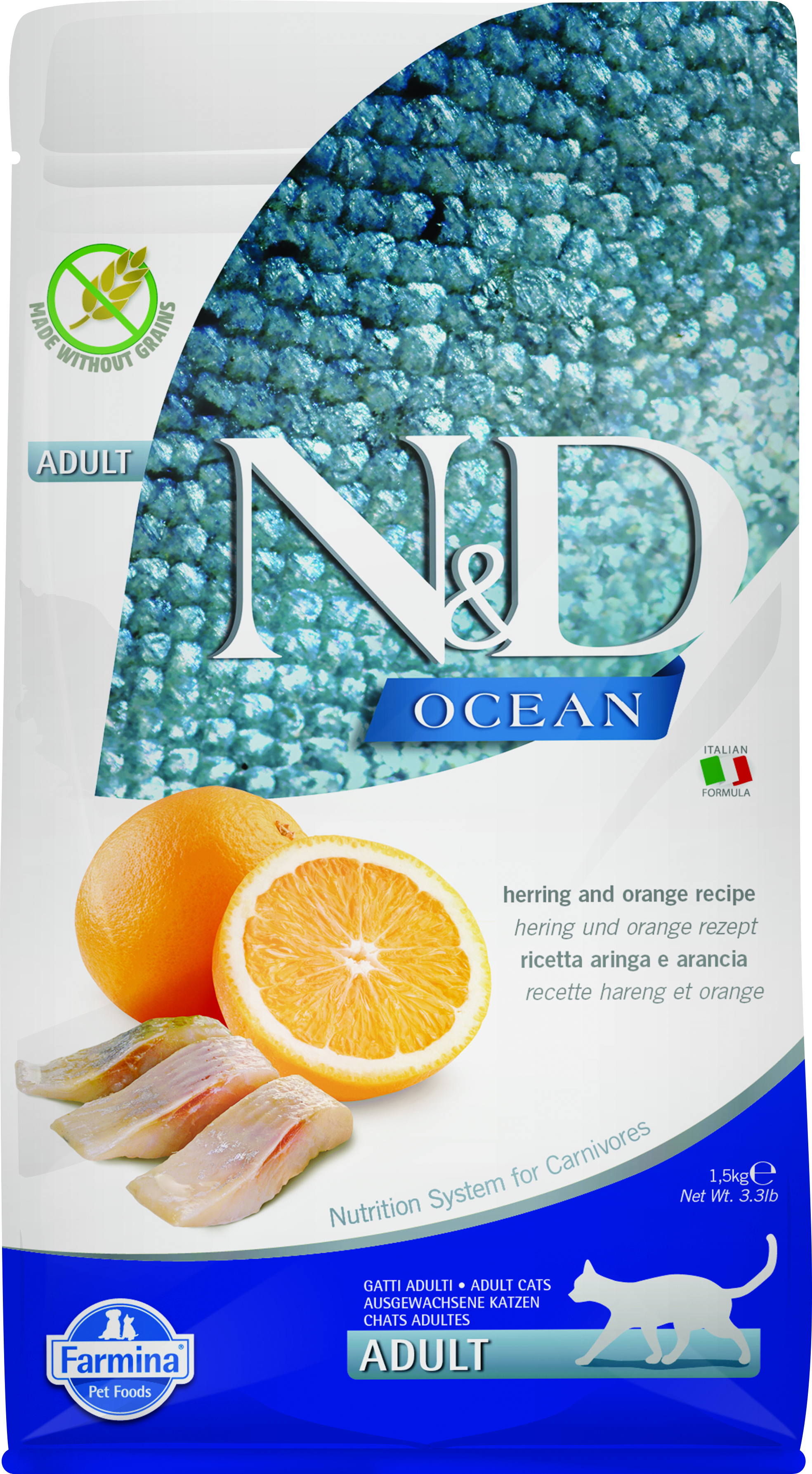 Farmina N&D Trockenfutter Farmina N&D Cat OCEAN Hering & Orange 1,5kg