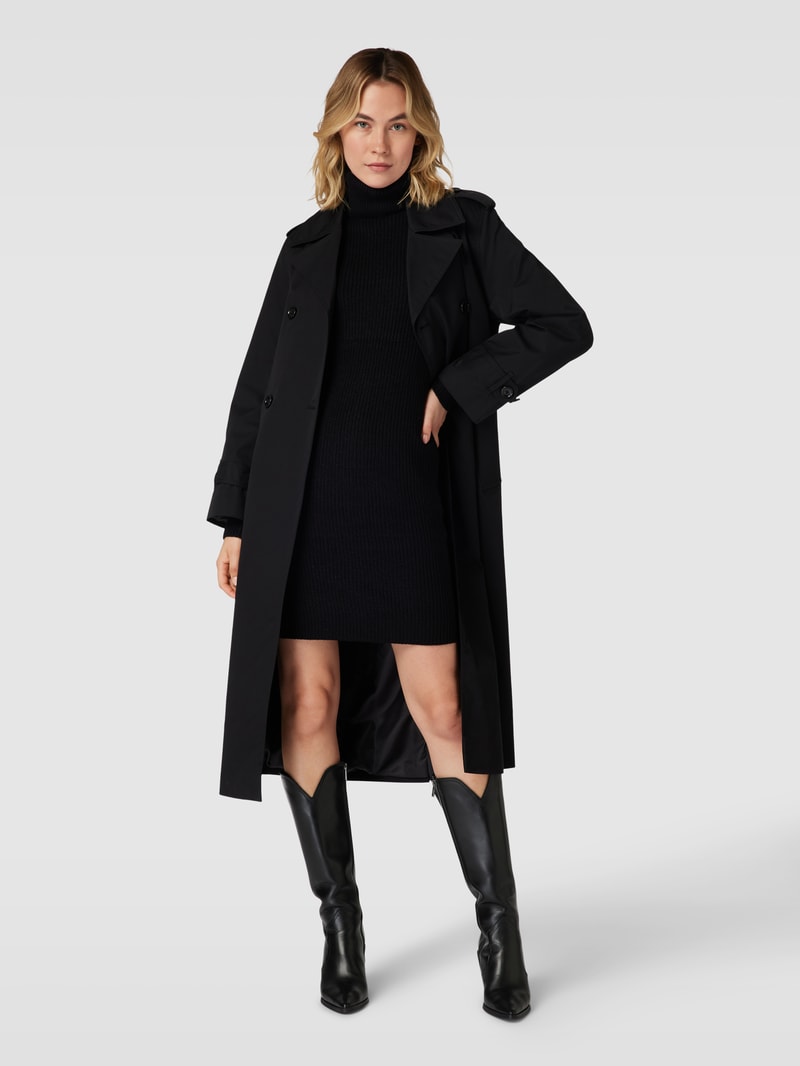 Knielanges Strickkleid mit Rollkragen Modell 'LOU' in schwarz