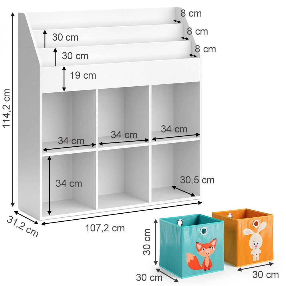 Vicco Bücherregal Kinderregal Aufbewahrungsregal LUIGI + Faltboxen