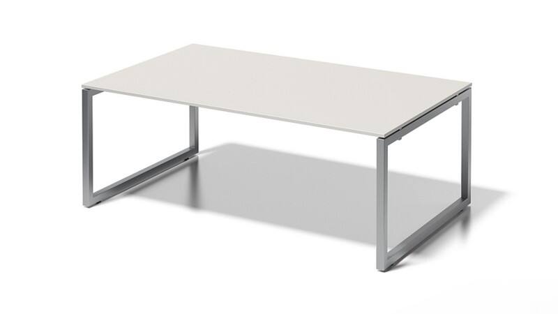 Cito Chefarbeitsplatz/Konferenztisch, 740 mm höhenfixes O-Gestell, H 19 x B 2000 x T 1200 mm, Dekor grauweiß, Gestell silber